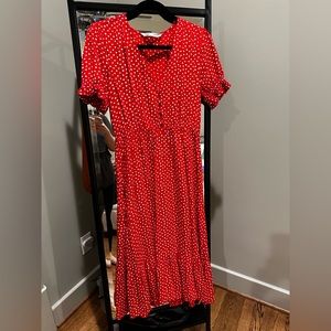 Red and white polka dot dress